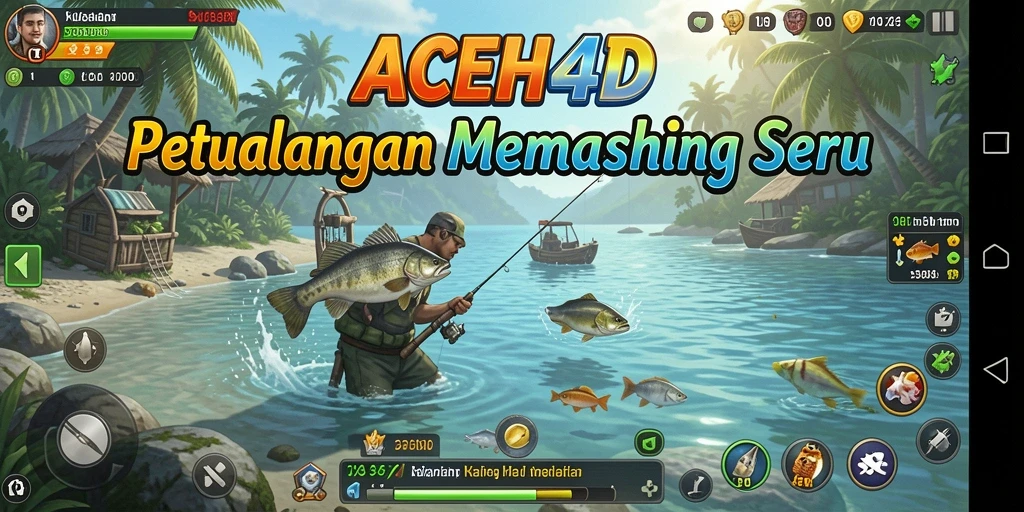 Tampilan screenshot utama menunjukkan aksi menarik memancing di ACEH4D.