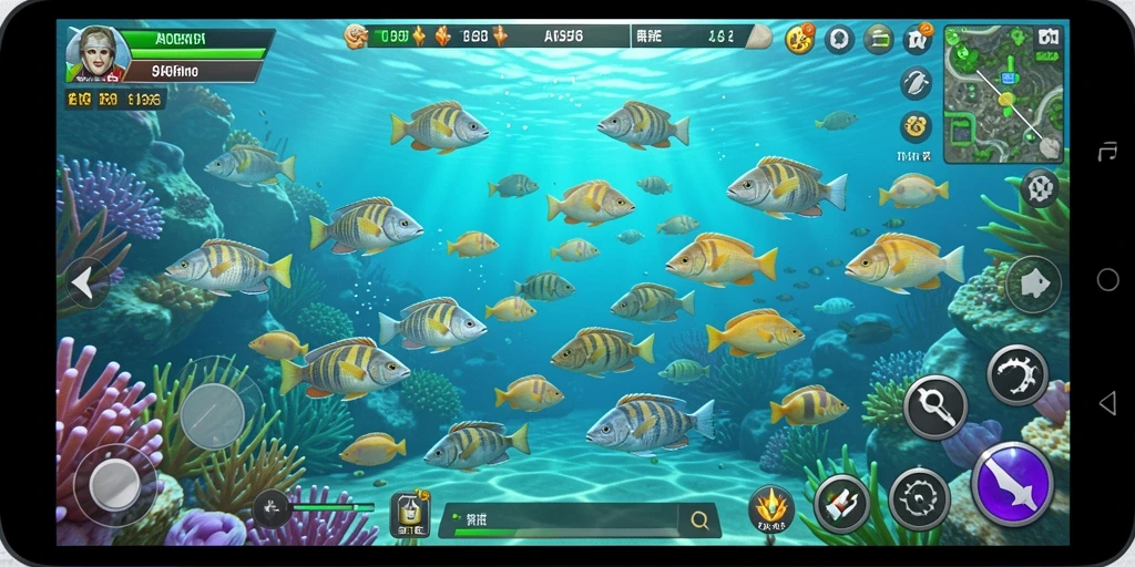 Tampilan gameplay seru dalam AW8, Tembak Ikan yang mendebarkan.