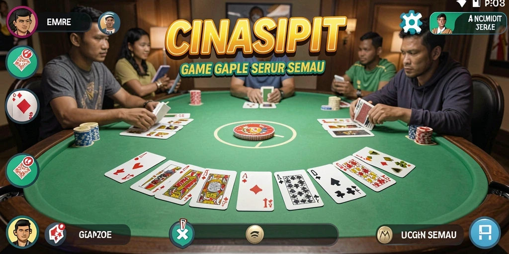 Tampilan gameplay CINASIPIT yang seru dan interaktif dalam permainan Gaple.