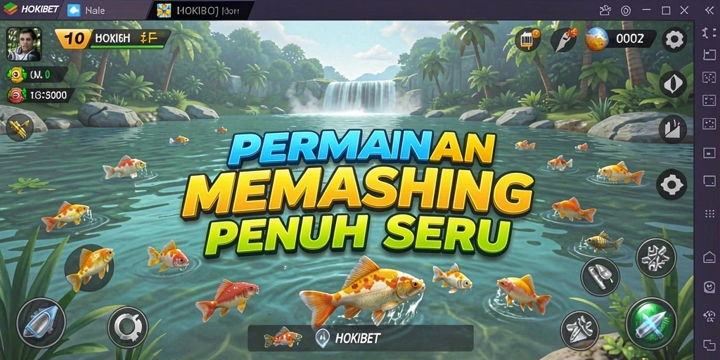 Screenshot HOKIBET menampilkan pemain dalam momen menangkap ikan.