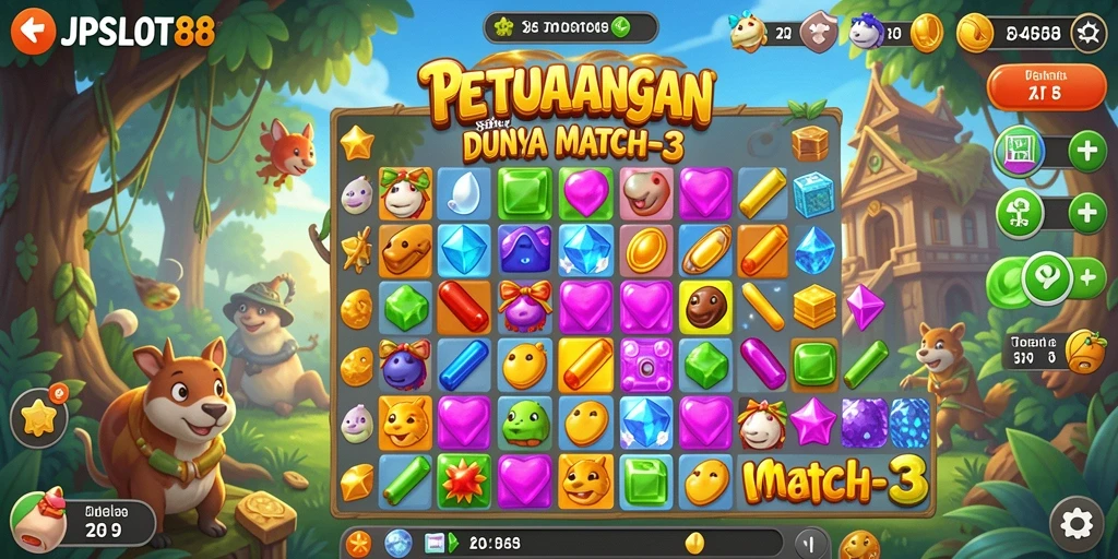Tampilan gameplay menarik JPSLOT88 dengan simbol-simbol cerah.