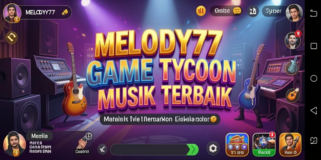 Tampilan gameplay MELODY77 dengan manajemen band yang dinamis.