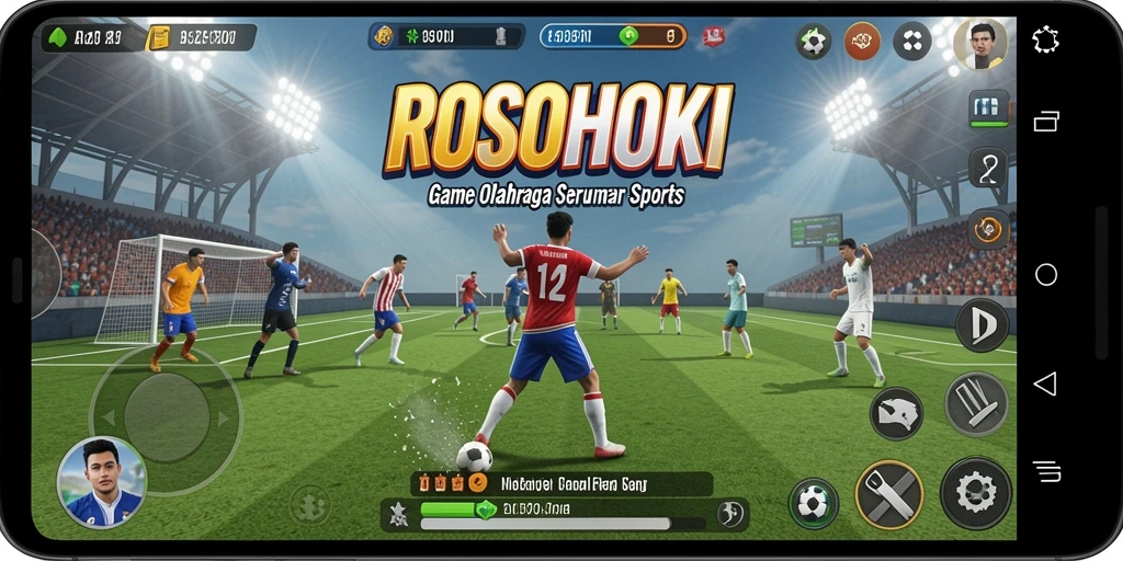 Tampilan screenshot utama game ROSOHOKI dengan aksi olahraga seru.