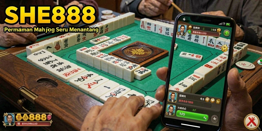 Screenshot utama SHE888 menampilkan gameplay Mahjong yang seru dan interaktif.